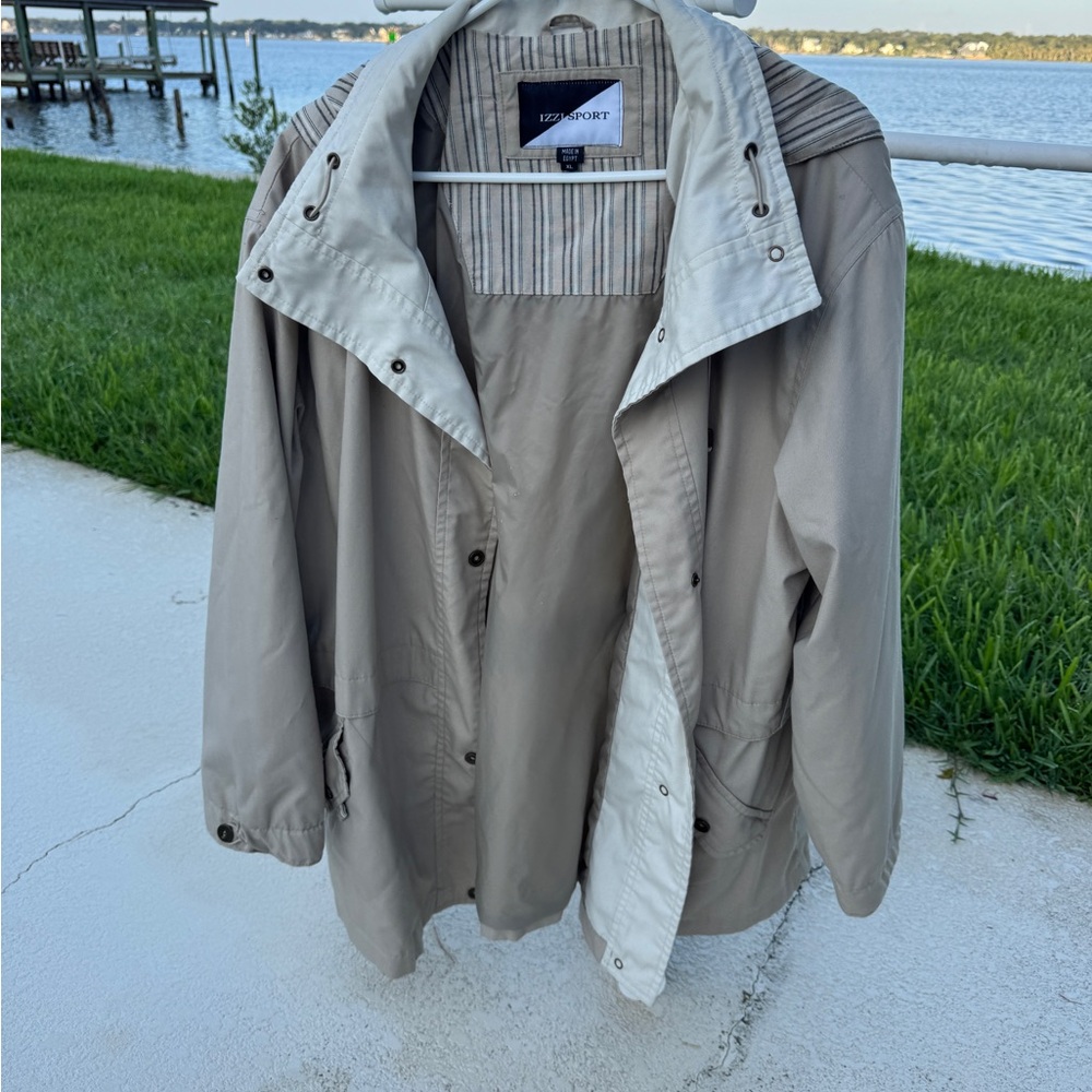 IZZI SPORT Mens Khaki Hooded Anorak Jacket‎ XL Cotton Blend Casual Outdoor